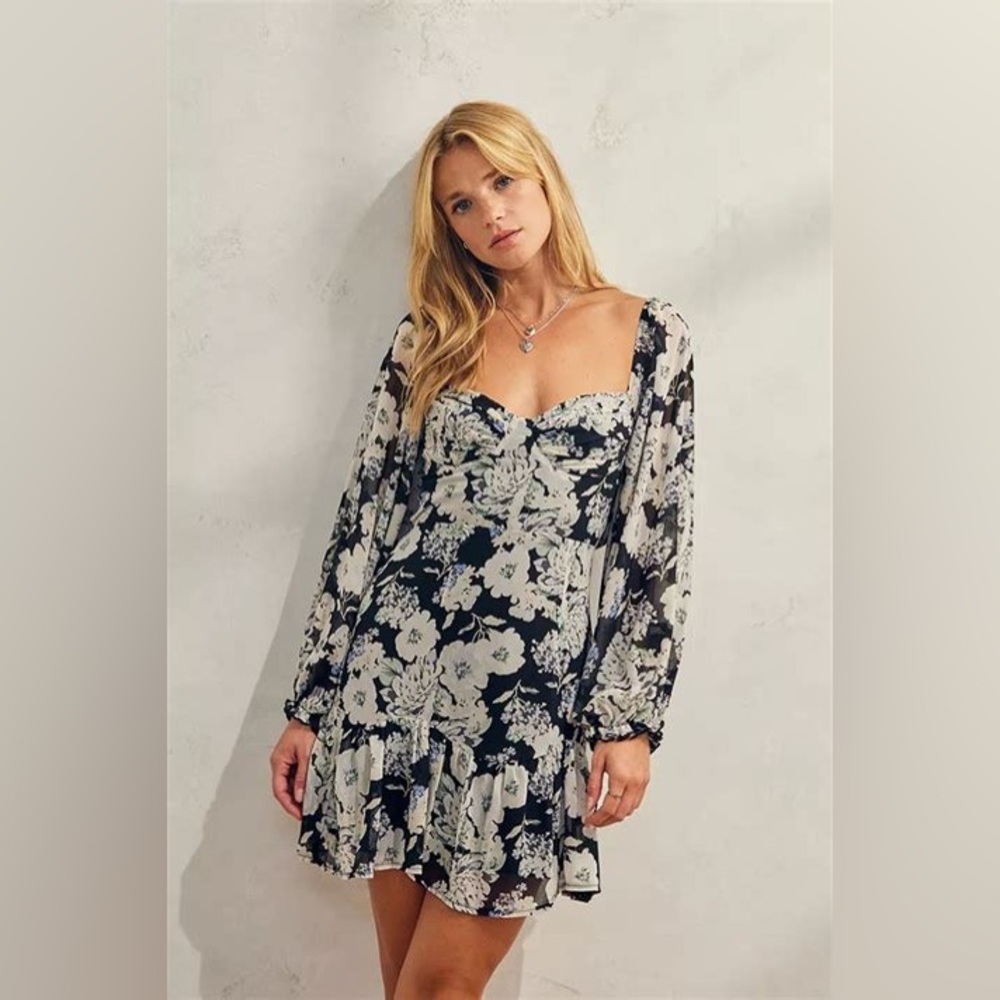 Urban Outfitters | Love Triangle Moonstruck Floral Cutout Mini Dress New XS NWT